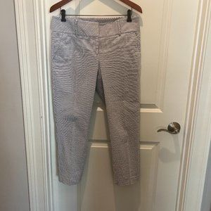 Blue/gray and white seersucker capris